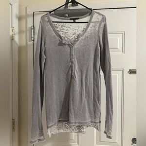 Truly Madly Deeply Sheer Gray Long Sleeve Top